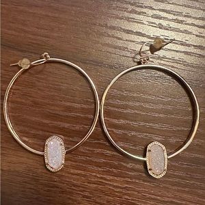 EUC Kendra Scott Iridescent Drusy Elora Hoops in Rose Gold